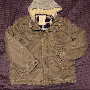 American Eagle Outfitters Green Jacket with Removable Hood